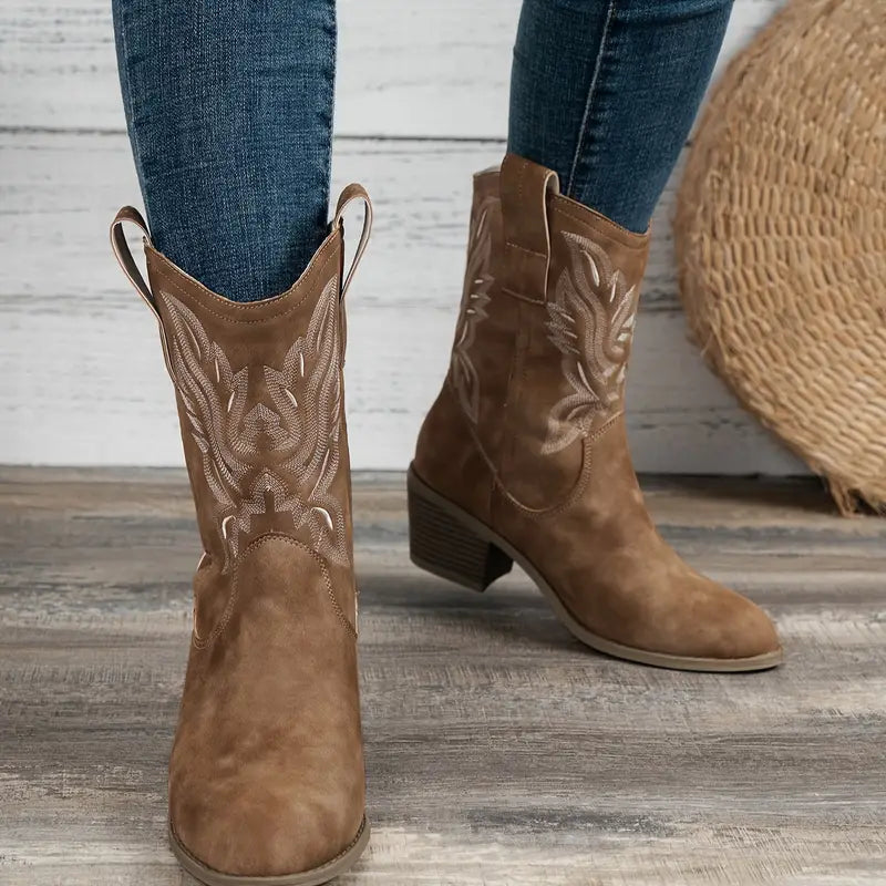 Drune | Retro Ankle Boots Mit Dicker Ferse