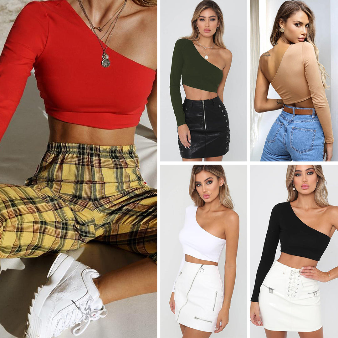 Damen Schulterfreies Crop-Top Drune