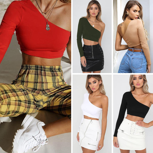 Damen Schulterfreies Crop-Top Drune