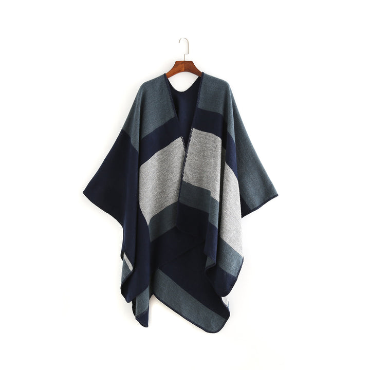 Damen eleganter Oversized-Poncho aus hochwertigem Material mit modernem Streifenmuster Drune