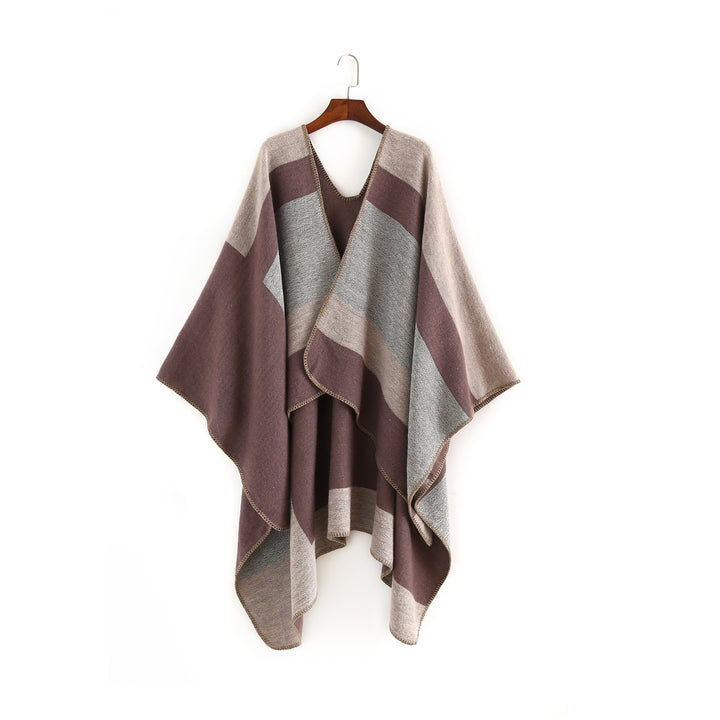 Damen eleganter Oversized-Poncho aus hochwertigem Material mit modernem Streifenmuster Drune