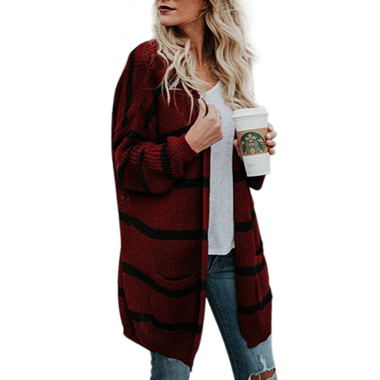 Damen Grobstrickcardigan mit lässigem Schnitt und großen Taschen Drune