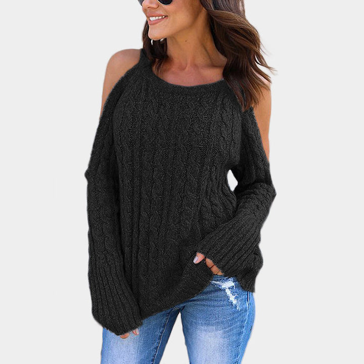 Damen Strickpullover mit Off-Shoulder-Design und hochwertiger Struktur Drune