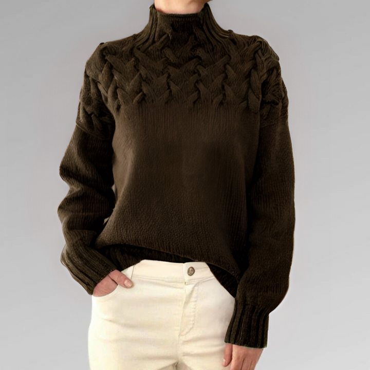 Drune | Damen-Rollkragenpullover mit Zopfmuster