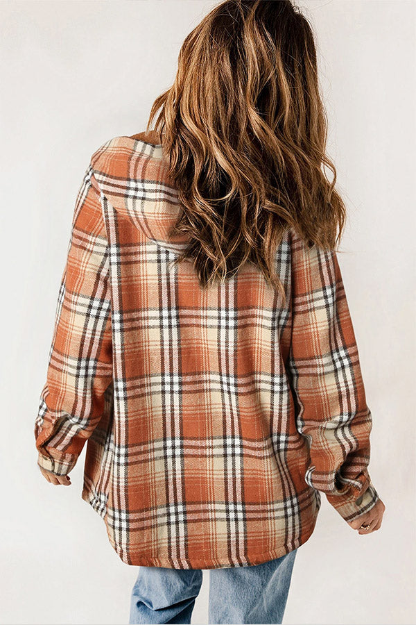 Drune | Druckknopf Sherpa Fleece Gefütterte Kapuzen-Flanelljacke