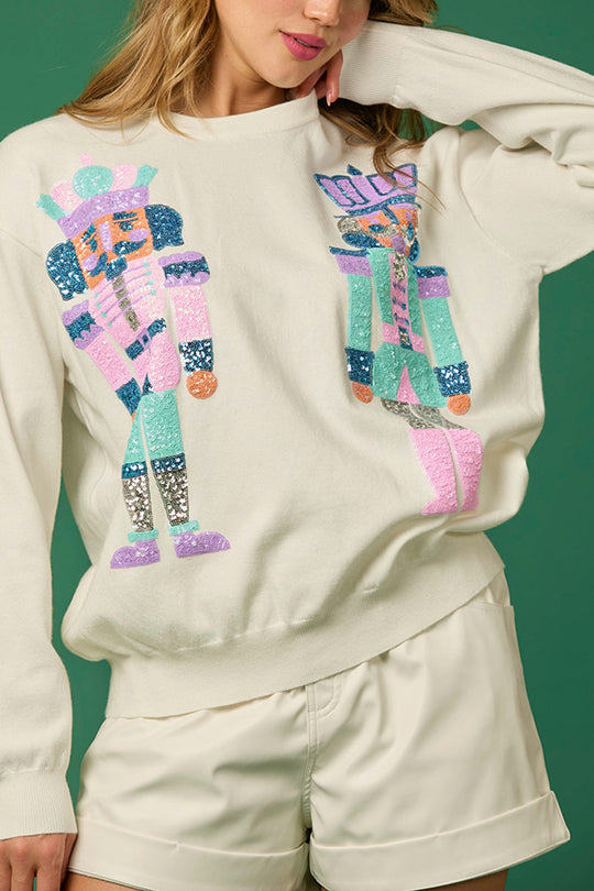 Drune | Weihnachtssoldat Pailletten Mode Lässiger Sweatshirt