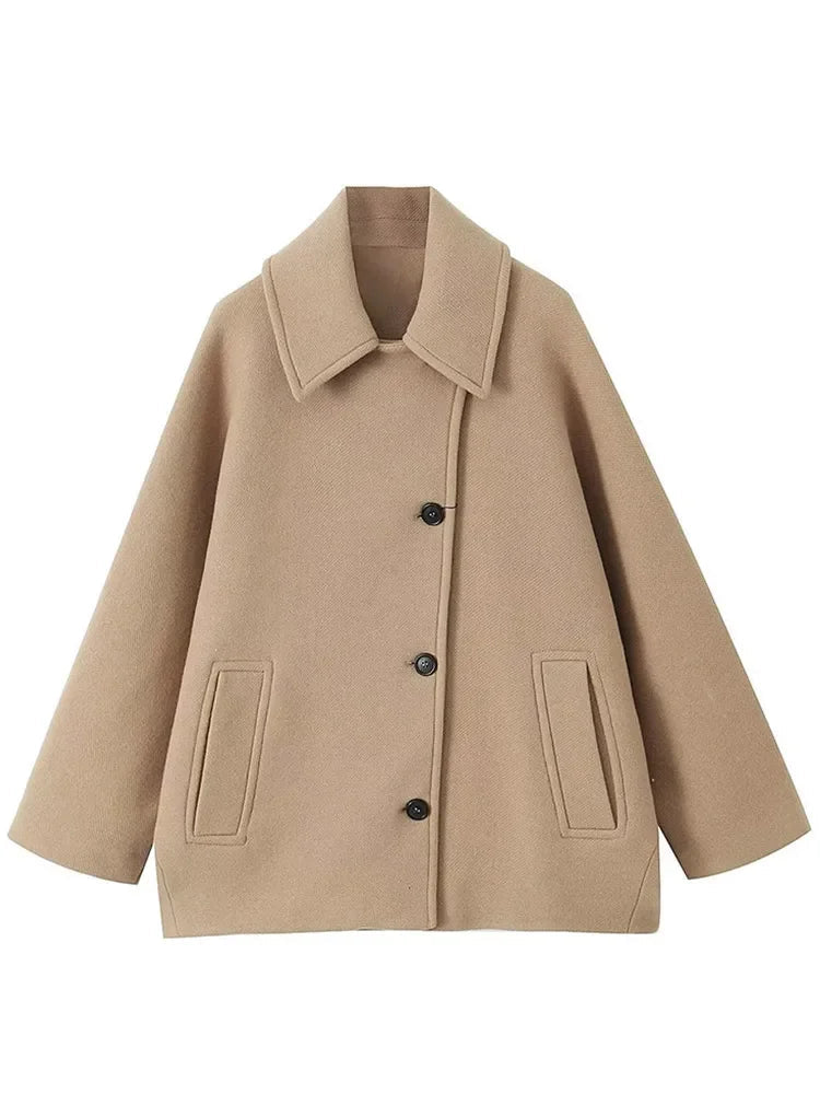 Drune | Übergrößen Jacke mit Umklappbarem Kragen und Seitentaschen