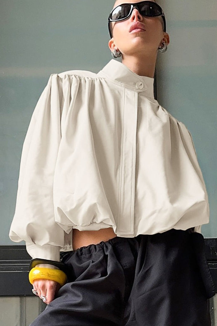 Drune | Hochkragen Puffärmel Jacke