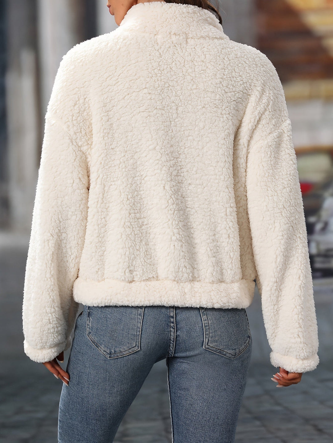 Drune | Leichtgewicht Teddy Pullover mit Reißverschluss Polyester Weich und Warm