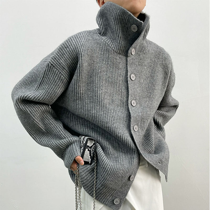 Drune | Rippstrick-cardigan mit Knöpfen Weich und Warm Lässige Eleganz