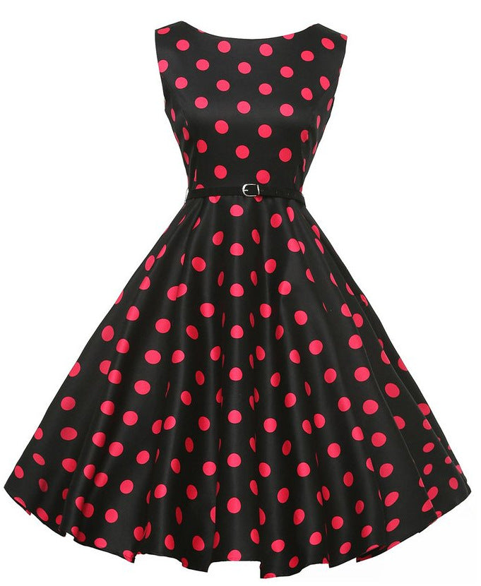 Damen A-Linien Kleid mit Punkten und tailliertem Design Drune