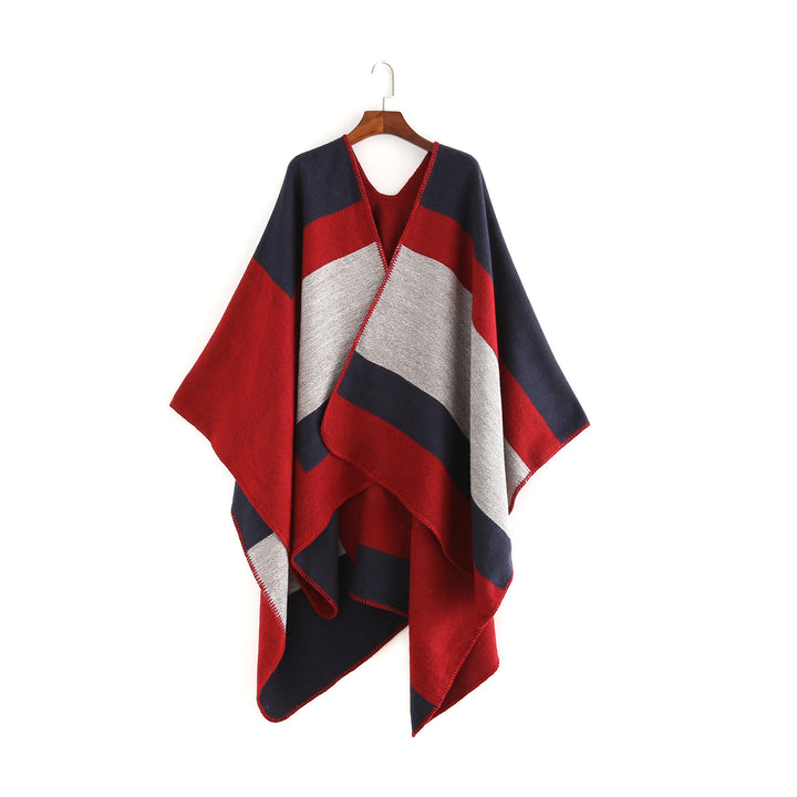 Damen eleganter Oversized-Poncho aus hochwertigem Material mit modernem Streifenmuster Drune