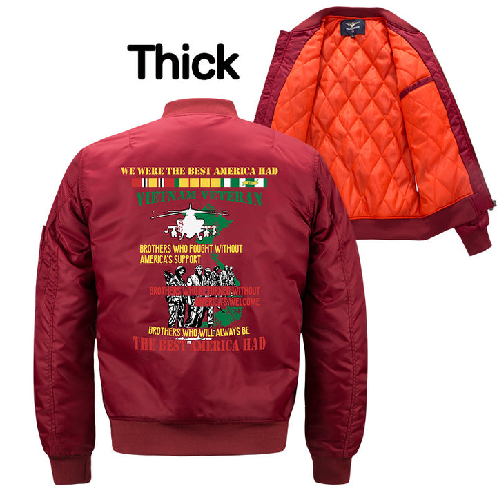 Herren  bestickte Vietnam Veteran Flug-Jacke mit Arm Utility-Tag und gesteppter Fütterung Drune