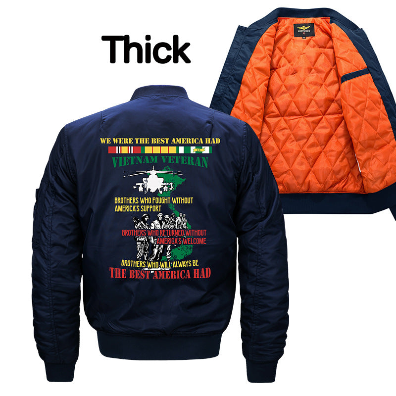 Herren  bestickte Vietnam Veteran Flug-Jacke mit Arm Utility-Tag und gesteppter Fütterung Drune