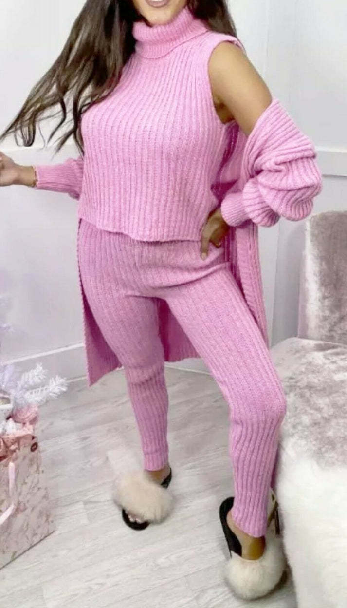 Drune | Damen 3-teiliges Strick-Loungewear