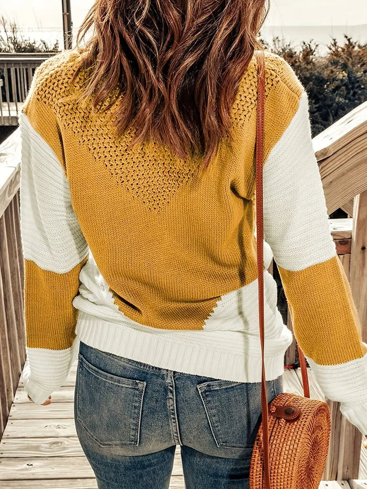 Drune | Farbblock Schalkragenpullover