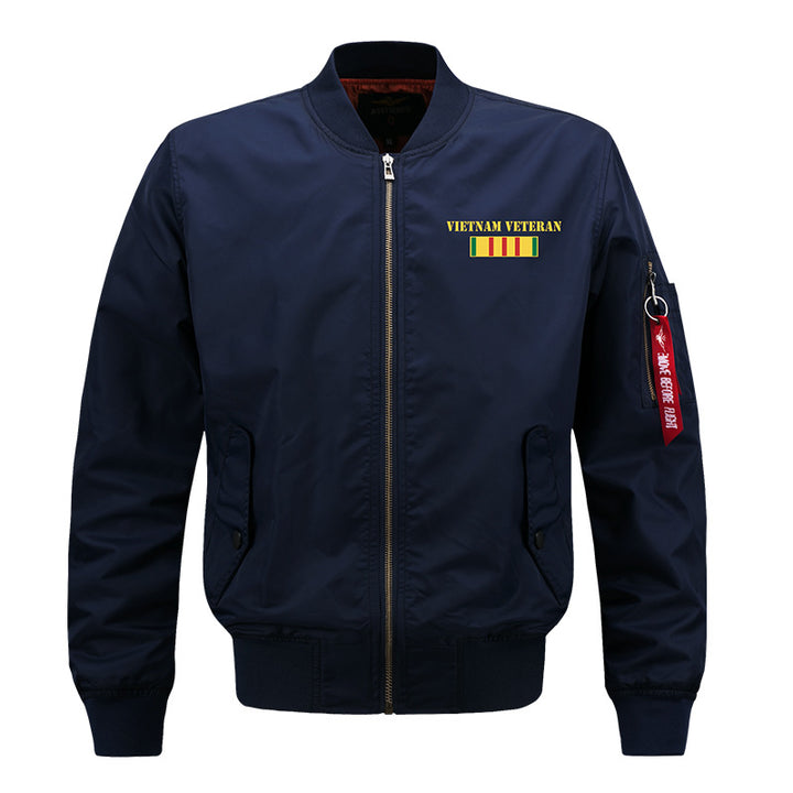 Herren  bestickte Vietnam Veteran Flug-Jacke mit Arm Utility-Tag und gesteppter Fütterung Drune