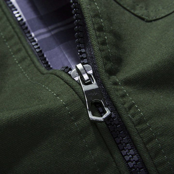 Herren lässige Utility-Jacke mit hoher Kragen und mehreren Taschen Drune