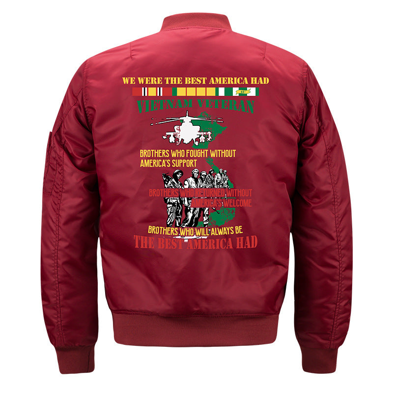 Männer's  gestickte Veteranen Pilot Bomberjacke mit Sleeve Utility Pocket Drune
