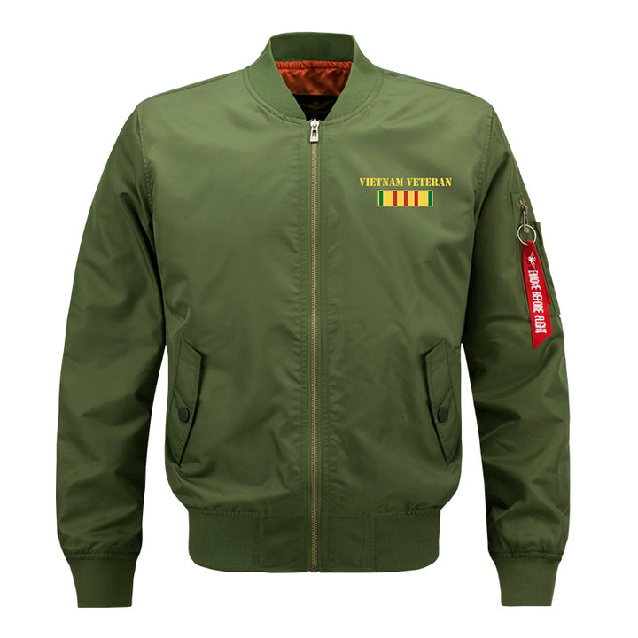 Herren  bestickte Vietnam Veteran Flug-Jacke mit Arm Utility-Tag und gesteppter Fütterung Drune