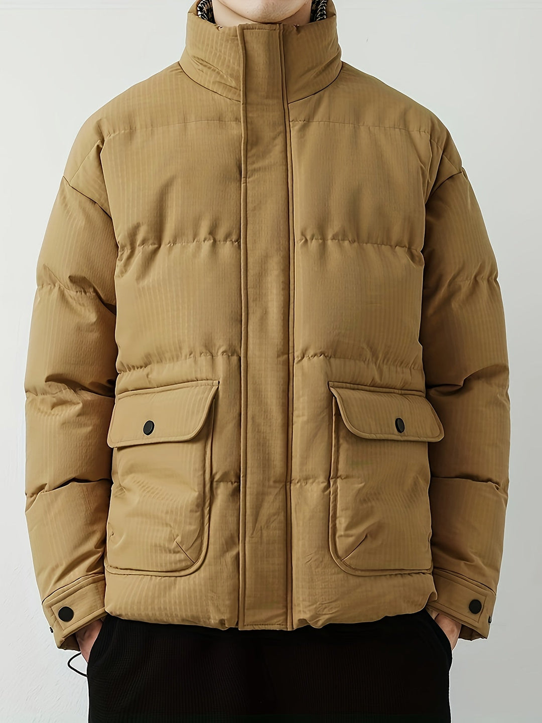 Drune |  Herren Winterjacke mit Stehkragen - Warme Übergangsjacke mit großen Taschen & Druckknöpfen