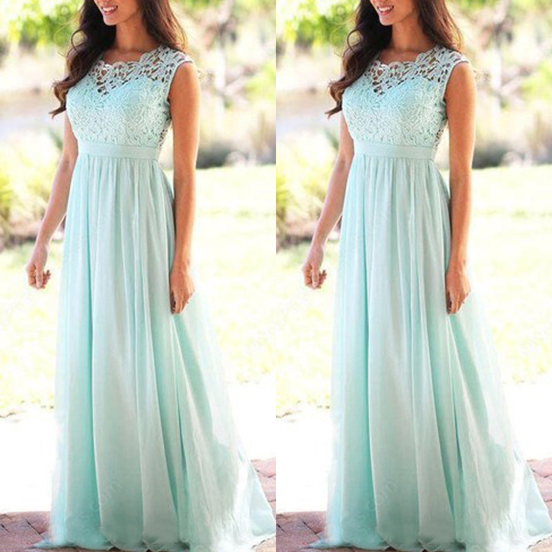 Damen Maxikleid mit elegantem Spitzenoberteil und tiefem Rücken Drune