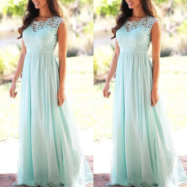Damen Maxikleid mit elegantem Spitzenoberteil und tiefem Rücken Drune