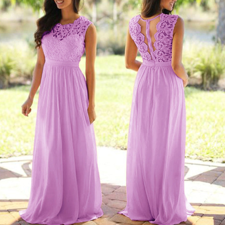 Damen Maxikleid mit elegantem Spitzenoberteil und tiefem Rücken Drune