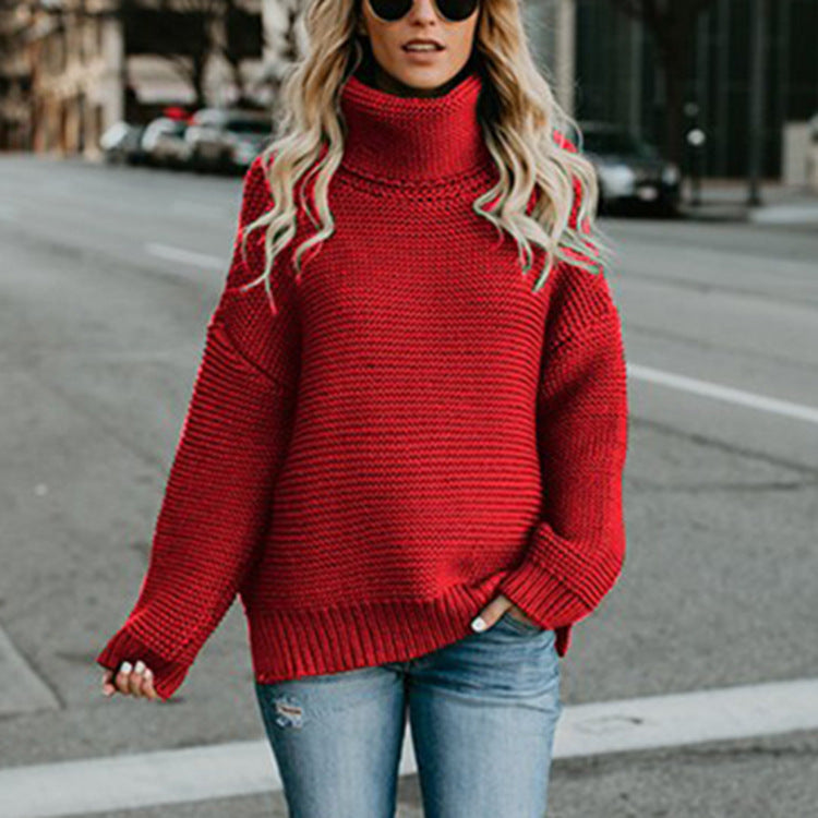 Damen Grobstrickpullover mit hohem Kragen und lässigem Schnitt Drune 1771933150