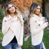Damen Grobstrickjacke mit asymmetrischem Schnitt und großen Knöpfen Drune