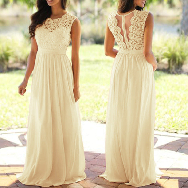 Damen Maxikleid mit elegantem Spitzenoberteil und tiefem Rücken Drune