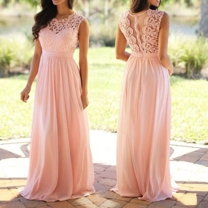 Damen Maxikleid mit elegantem Spitzenoberteil und tiefem Rücken Drune
