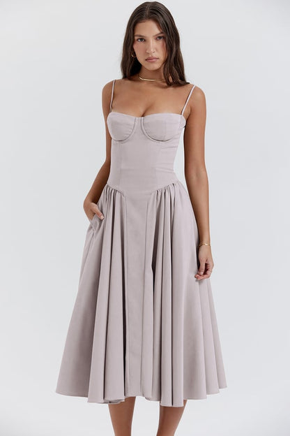 Drune | Ärmelloses Midikleid Mit Korsett Passform