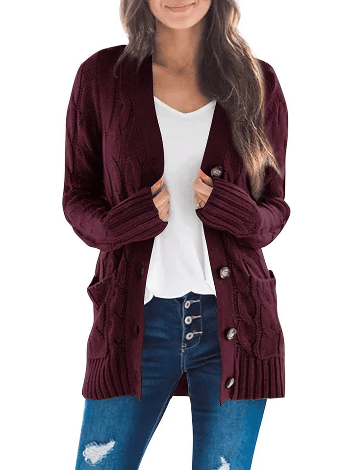 Drune | Offener Strickcardigan mit Zopfmuster