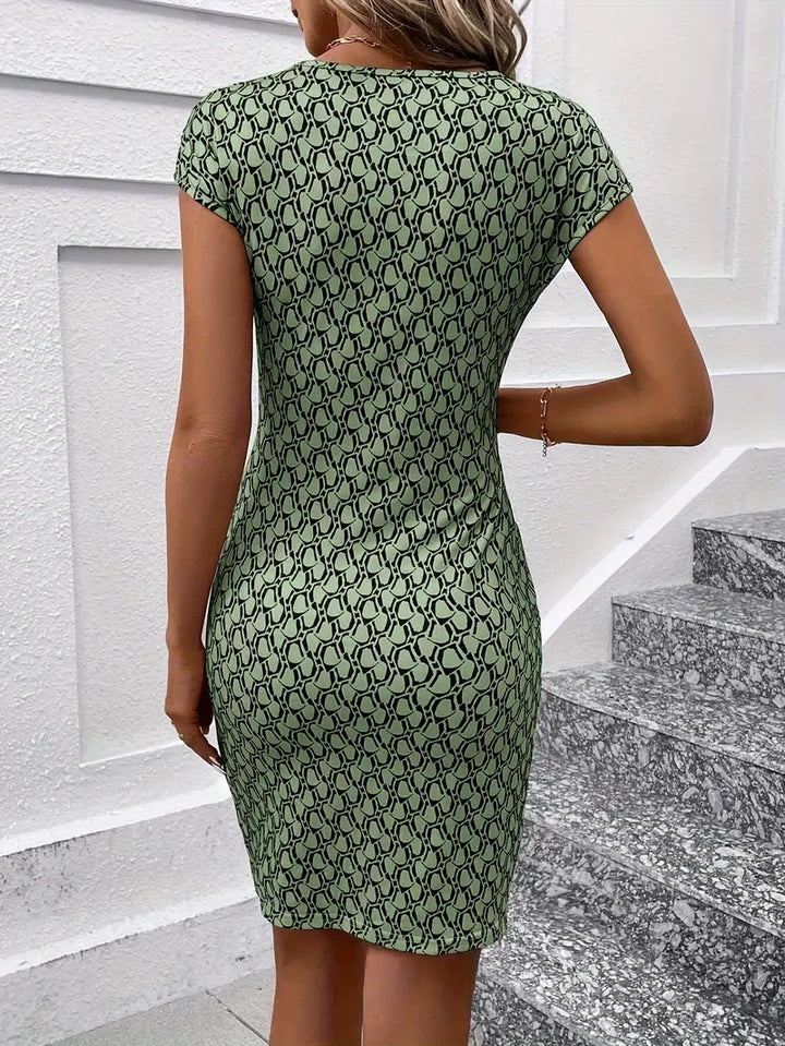 Drune | Elegantes Kleid mit Rundhalsausschnitt und Allover-Print