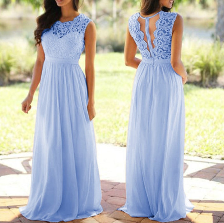 Damen Maxikleid mit elegantem Spitzenoberteil und tiefem Rücken Drune