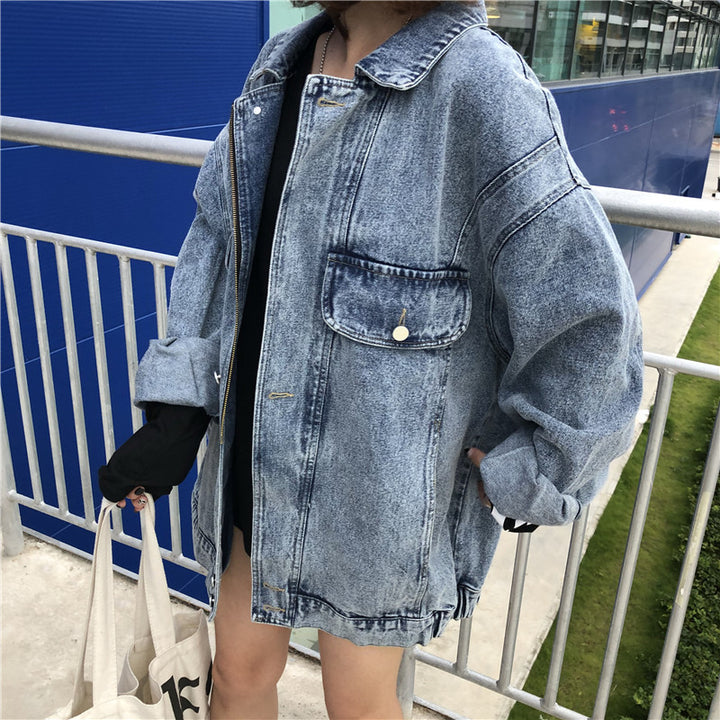 Damen Oversized Denimjacke mit dekorativen Taschen Drune 1772199111