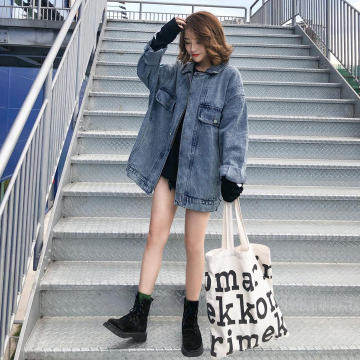 Damen Oversized Denimjacke mit dekorativen Taschen Drune 1772199111