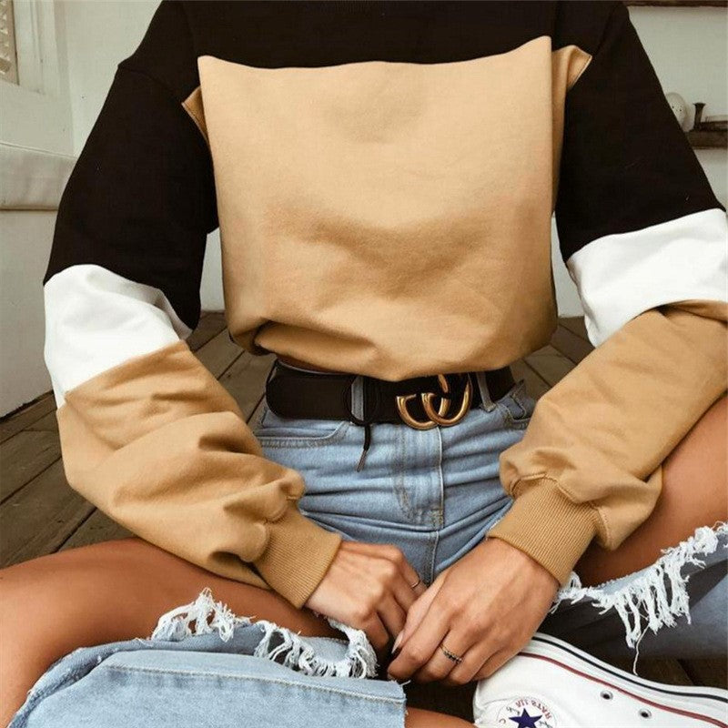 Damen Sportlicher Sweatshirt mit modernen Blockstreifen Drune