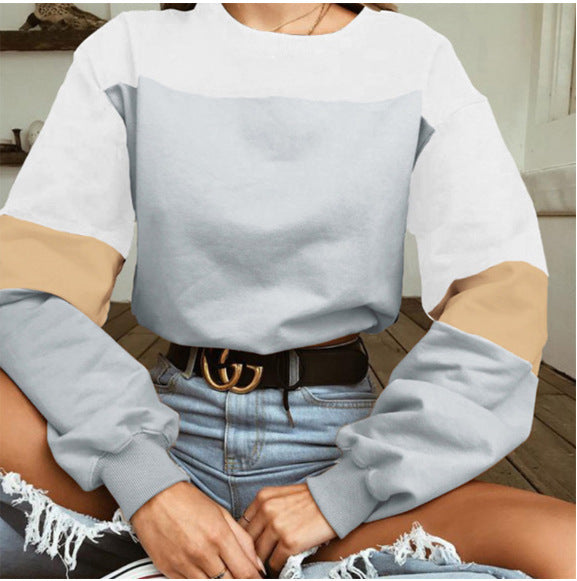 Damen Sportlicher Sweatshirt mit modernen Blockstreifen Drune