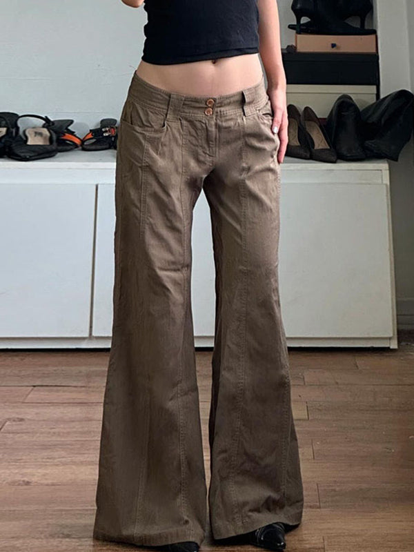 Drune | Amerikanische Retro Low Waist Split Schlaghose