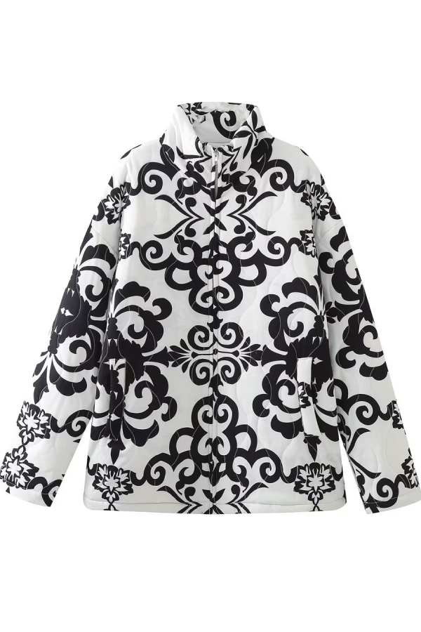 Drune | Stehkragen Bedruckte Casual Baumwolljacke