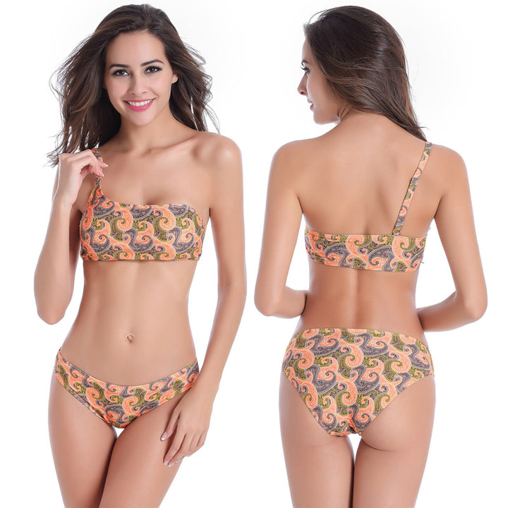 Damen Einseitiger Bikini mit floralem Design Drune