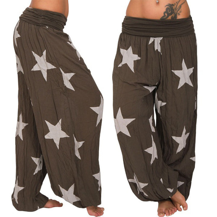 Damen lässige Palazzo-Hose mit Sternenmotiv Drune