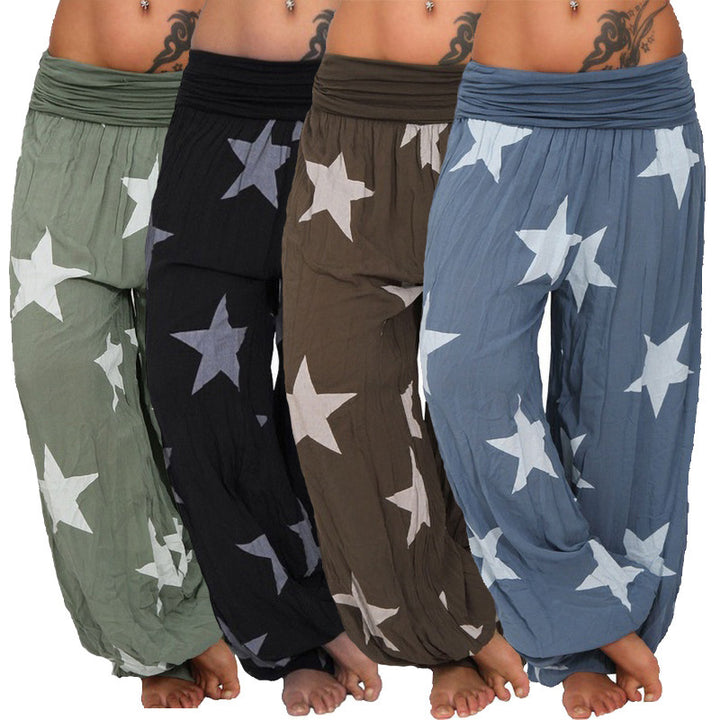 Damen lässige Palazzo-Hose mit Sternenmotiv Drune