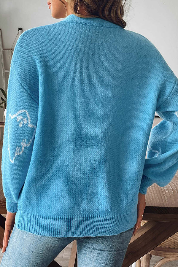 Drune | Halloween-Geist-Button-Pullover