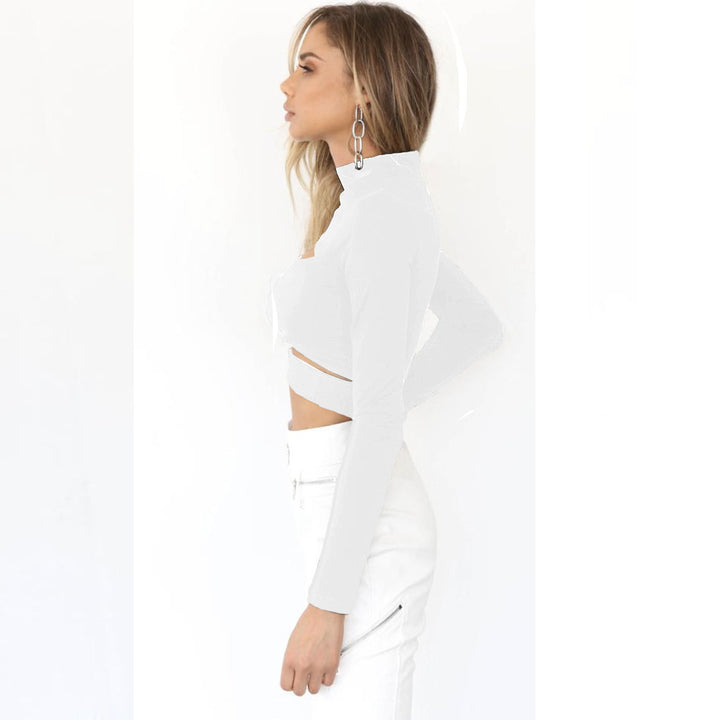 Damen Crop-Top mit Cut-Outs und hochgeschlossenem Design Drune