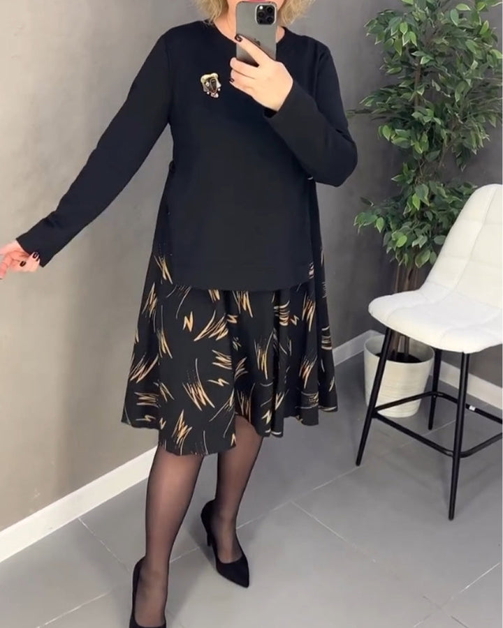 Drune | Printkleid mit Lockerem Schnitt und Rundhalsausschnitt