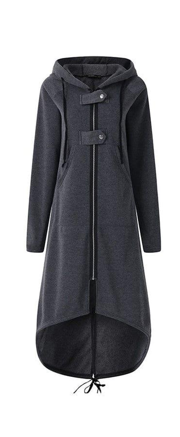 Drune | Lange Jacke mit Reißverschluss und Knöpfen für Damen