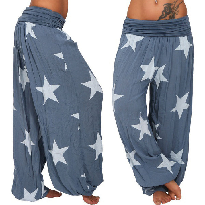 Damen lässige Palazzo-Hose mit Sternenmotiv Drune